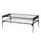 42" Black Two Tier Glass and Metal Coffee Table